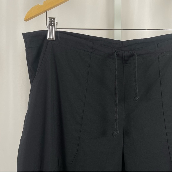 Fila Large Matte Black Drawstring Hiking Pants Roll Up Convertible Outdoor Camp - Picture 10 of 10